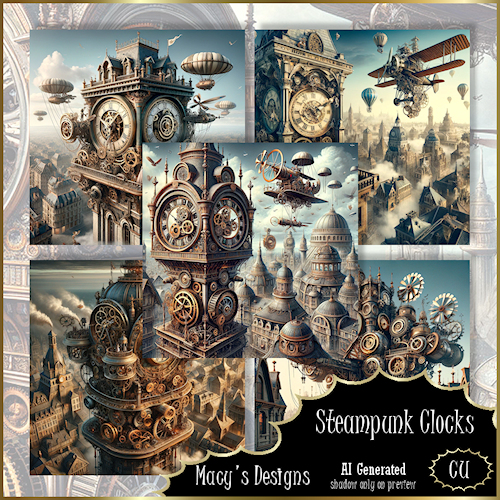 AI - Steampunk Clocks BG - Click Image to Close
